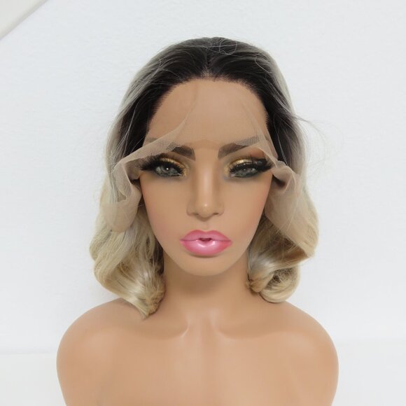 (#111) Hair blend blonde highlight platinum blonde layered wave wig - Picture 4 of 10